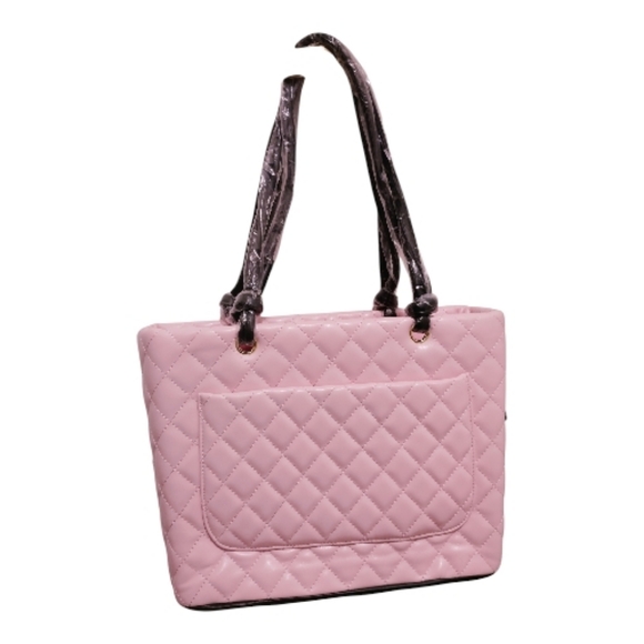 🖤🩷PINK+BLACK C*C QUILTED DOUBLE STRAP BAG🩷🖤 - Picture 2 of 6